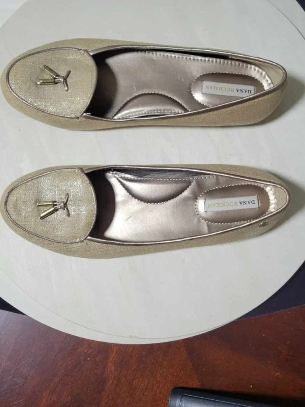 Dana Buchman Gold Fabric Dress Loafers [Item # SF01]